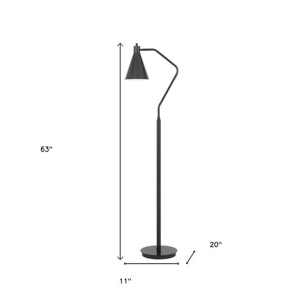 HomeRoots 63" Gray Metal Floor Lamp - Sleek Cone Shade for Focused Lighting in Modern Reading Spaces 625258