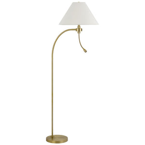 HomeRoots 68" Antiqued Brass Reading Floor Lamp - Elegant Off-White Shade, 3-Way Switch, Perfect for Any Decor 625259