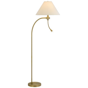 HomeRoots 68" Antiqued Brass Reading Floor Lamp - Elegant Off-White Shade, 3-Way Switch, Perfect for Any Decor 625259