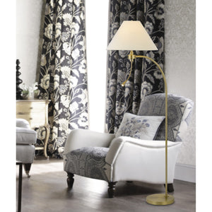 HomeRoots 68" Antiqued Brass Reading Floor Lamp - Elegant Off-White Shade, 3-Way Switch, Perfect for Any Decor 625259