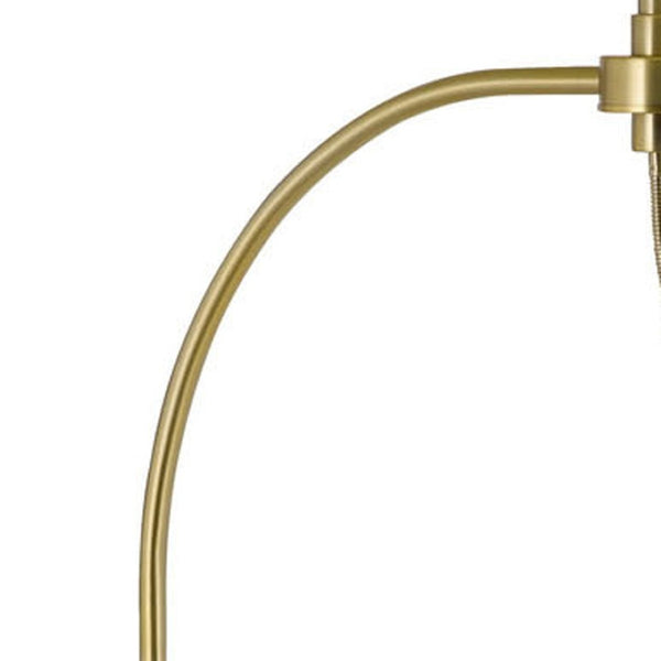 HomeRoots 68" Antiqued Brass Reading Floor Lamp - Elegant Off-White Shade, 3-Way Switch, Perfect for Any Decor 625259