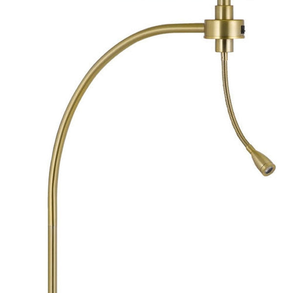 HomeRoots 68" Antiqued Brass Reading Floor Lamp - Elegant Off-White Shade, 3-Way Switch, Perfect for Any Decor 625259