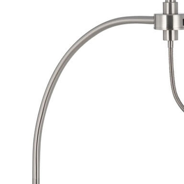 HomeRoots 68" Nickel Metal Floor Lamp with White Fabric Shade - Elegant Task Lighting for Modern Spaces 625260