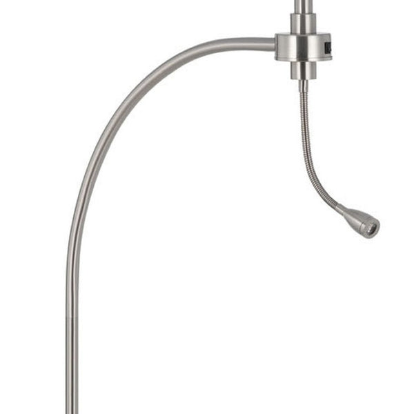 HomeRoots 68" Nickel Metal Floor Lamp with White Fabric Shade - Elegant Task Lighting for Modern Spaces 625260