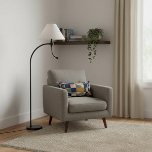 HomeRoots 68" Bronze Metal Floor Lamp with Off-White Empire Shade – Elegant Design for Cozy Reading Spaces 625261