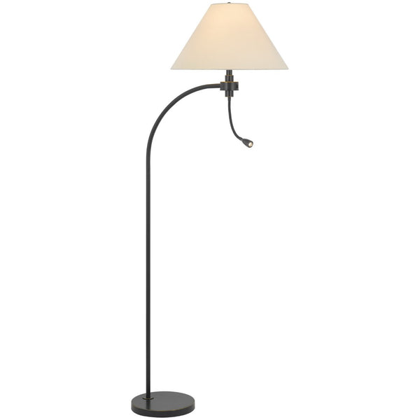 HomeRoots 68" Bronze Metal Floor Lamp with Off-White Empire Shade – Elegant Design for Cozy Reading Spaces 625261