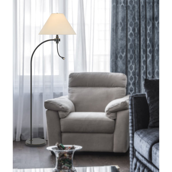 HomeRoots 68" Bronze Metal Floor Lamp with Off-White Empire Shade – Elegant Design for Cozy Reading Spaces 625261