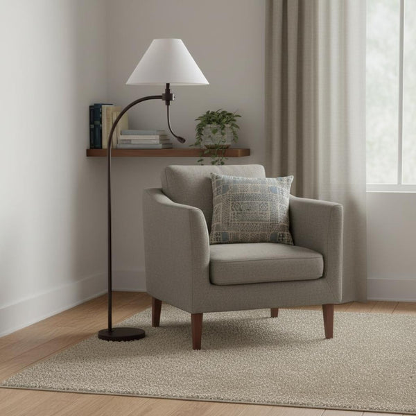HomeRoots 68" Stylish Rust Metal Floor Lamp with Gray Fabric Shade - Perfect for Reading and Task Lighting! 625262