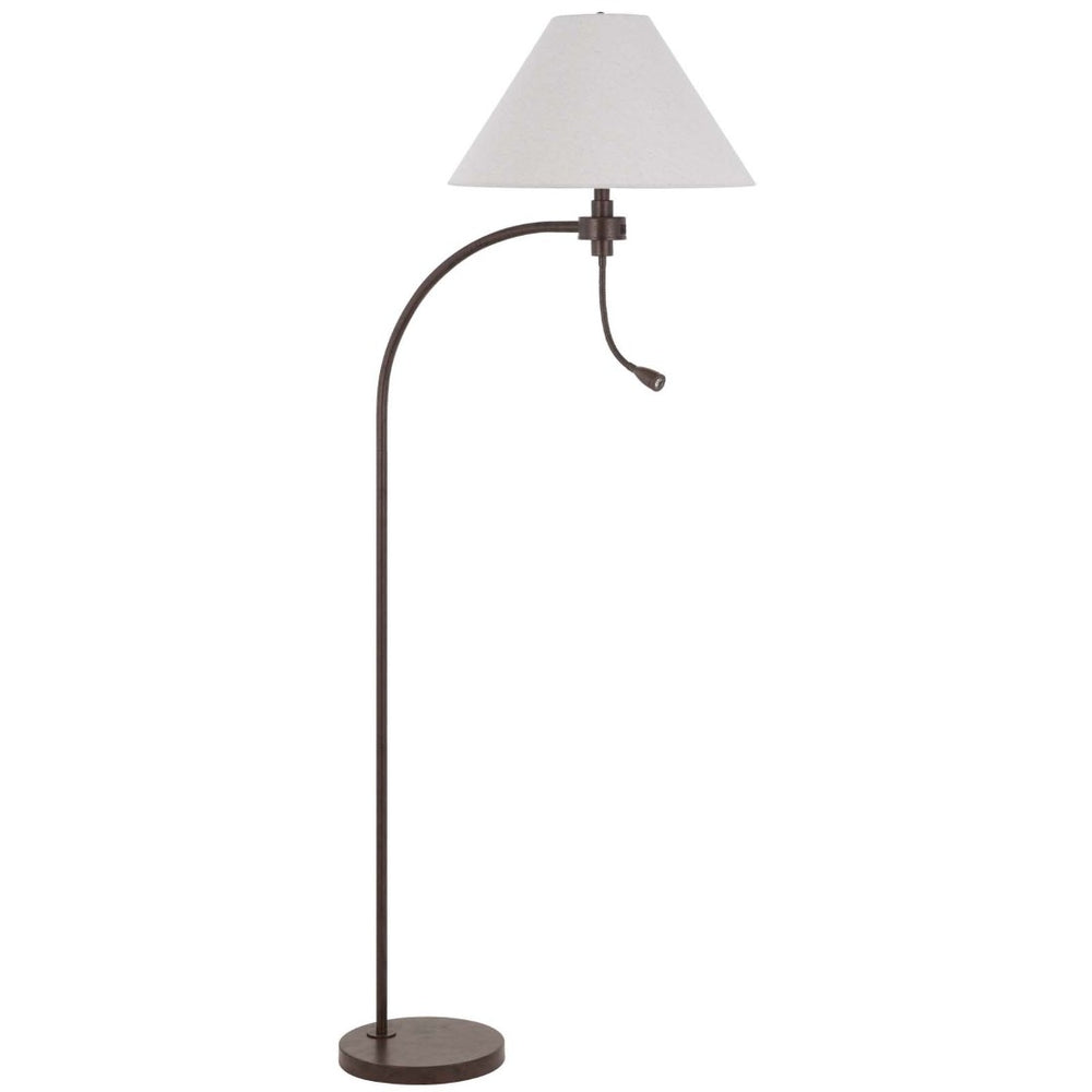 HomeRoots 68" Stylish Rust Metal Floor Lamp with Gray Fabric Shade - Perfect for Reading and Task Lighting! 625262