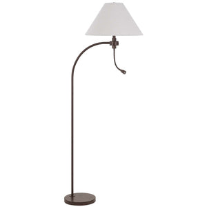 HomeRoots 68" Stylish Rust Metal Floor Lamp with Gray Fabric Shade - Perfect for Reading and Task Lighting! 625262