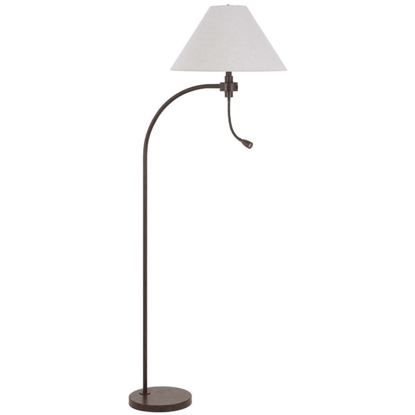 HomeRoots 68" Stylish Rust Metal Floor Lamp with Gray Fabric Shade - Perfect for Reading and Task Lighting! 625262