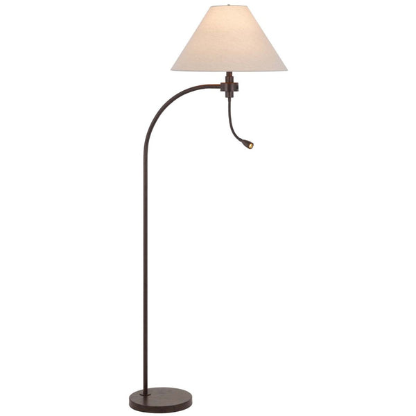 HomeRoots 68" Stylish Rust Metal Floor Lamp with Gray Fabric Shade - Perfect for Reading and Task Lighting! 625262