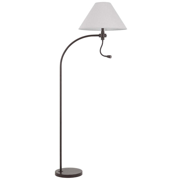 HomeRoots 68" Stylish Rust Metal Floor Lamp with Gray Fabric Shade - Perfect for Reading and Task Lighting! 625262