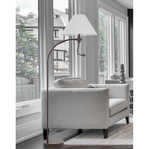 HomeRoots 68" Stylish Rust Metal Floor Lamp with Gray Fabric Shade - Perfect for Reading and Task Lighting! 625262