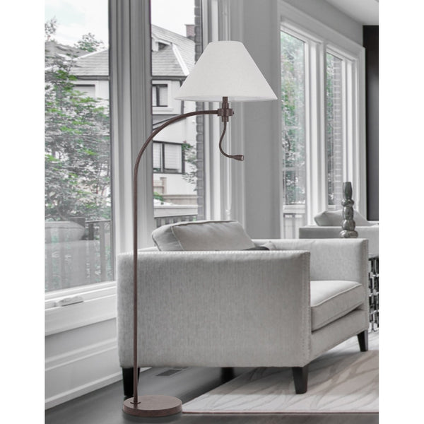 HomeRoots 68" Stylish Rust Metal Floor Lamp with Gray Fabric Shade - Perfect for Reading and Task Lighting! 625262