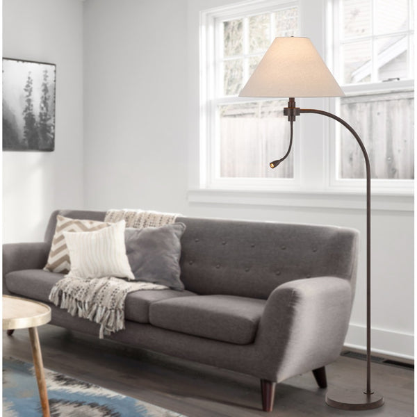 HomeRoots 68" Stylish Rust Metal Floor Lamp with Gray Fabric Shade - Perfect for Reading and Task Lighting! 625262