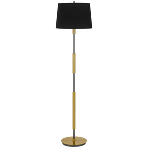 HomeRoots 60" Antiqued Brass Floor Lamp with Dimmable Black Drum Shade for Elegant Ambient Lighting 625263