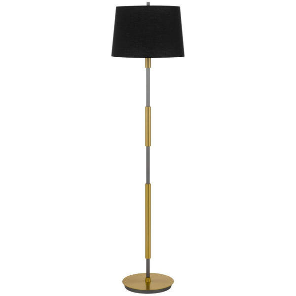 HomeRoots 60" Antiqued Brass Floor Lamp with Dimmable Black Drum Shade for Elegant Ambient Lighting 625263
