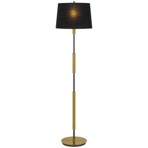 HomeRoots 60" Antiqued Brass Floor Lamp with Dimmable Black Drum Shade for Elegant Ambient Lighting 625263