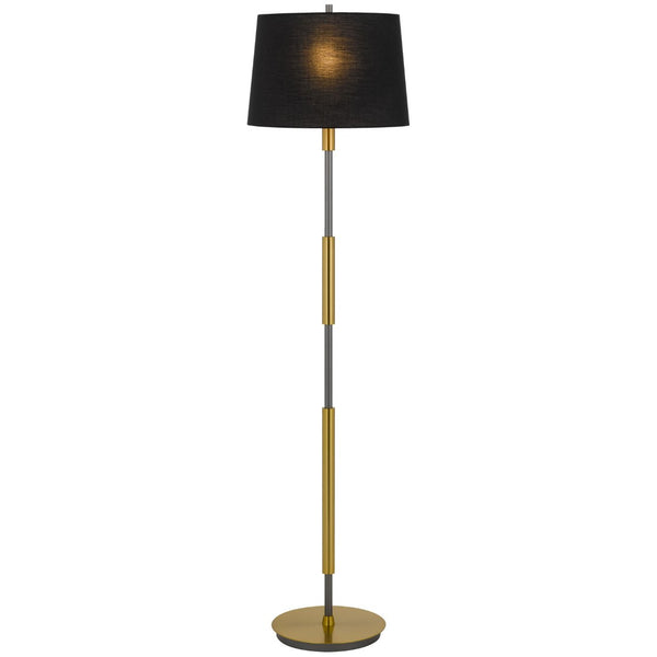HomeRoots 60" Antiqued Brass Floor Lamp with Dimmable Black Drum Shade for Elegant Ambient Lighting 625263