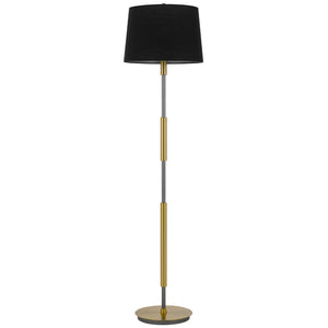 HomeRoots 60" Antiqued Brass Floor Lamp with Dimmable Black Drum Shade for Elegant Ambient Lighting 625263