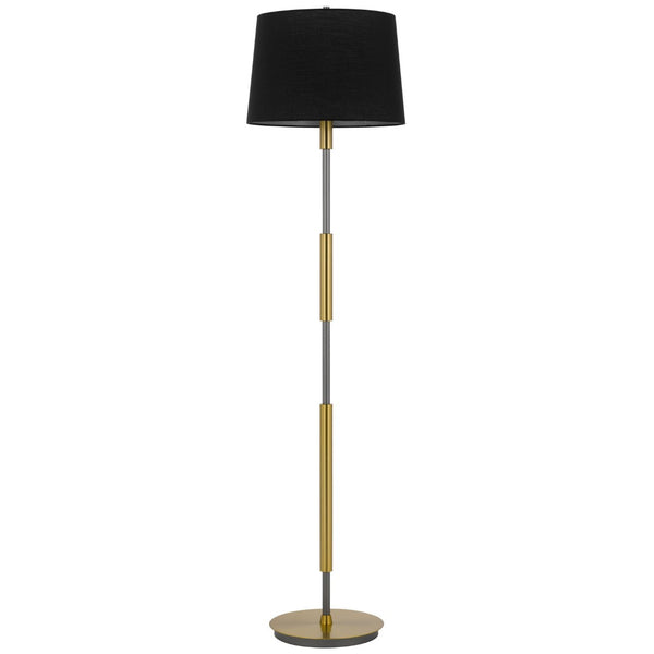 HomeRoots 60" Antiqued Brass Floor Lamp with Dimmable Black Drum Shade for Elegant Ambient Lighting 625263