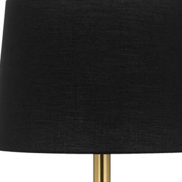 HomeRoots 60" Antiqued Brass Floor Lamp with Dimmable Black Drum Shade for Elegant Ambient Lighting 625263