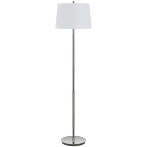 HomeRoots 60" Silver Metal Floor Lamp with Dimmable White Fabric Shade for Stylish Ambiance in Any Room 625264