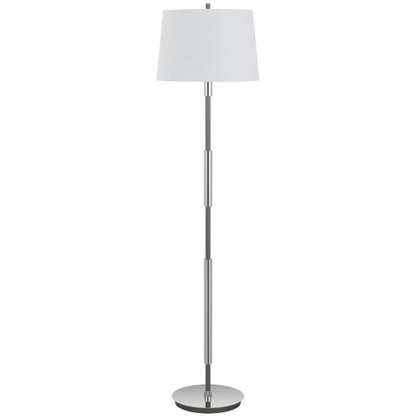 HomeRoots 60" Silver Metal Floor Lamp with Dimmable White Fabric Shade for Stylish Ambiance in Any Room 625264