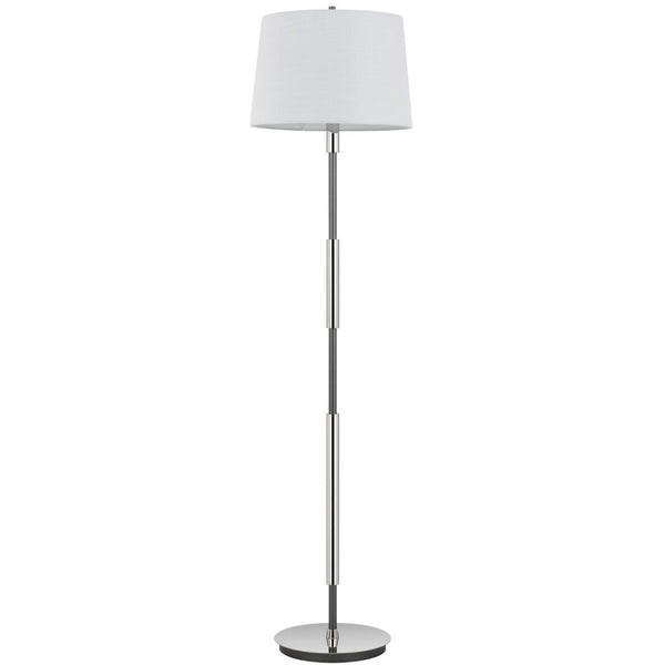 HomeRoots 60" Silver Metal Floor Lamp with Dimmable White Fabric Shade for Stylish Ambiance in Any Room 625264