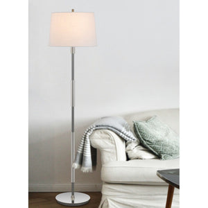 HomeRoots 60" Silver Metal Floor Lamp with Dimmable White Fabric Shade for Stylish Ambiance in Any Room 625264