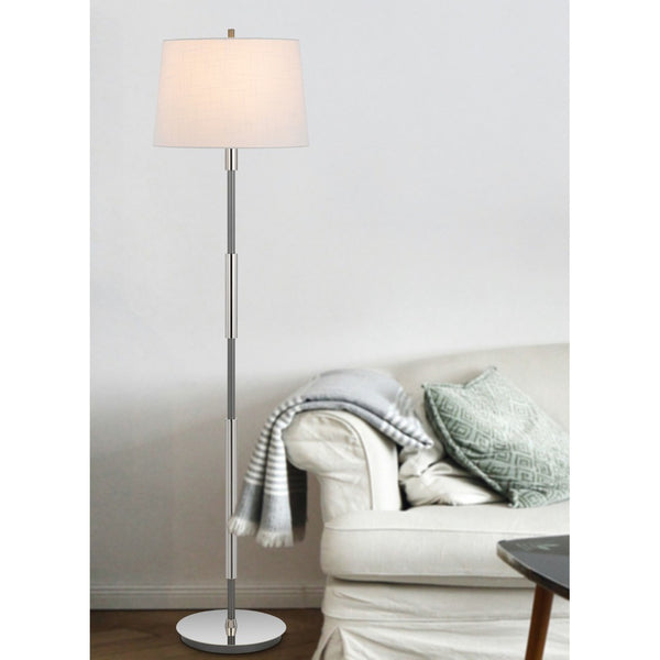 HomeRoots 60" Silver Metal Floor Lamp with Dimmable White Fabric Shade for Stylish Ambiance in Any Room 625264
