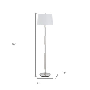 HomeRoots 60" Silver Metal Floor Lamp with Dimmable White Fabric Shade for Stylish Ambiance in Any Room 625264