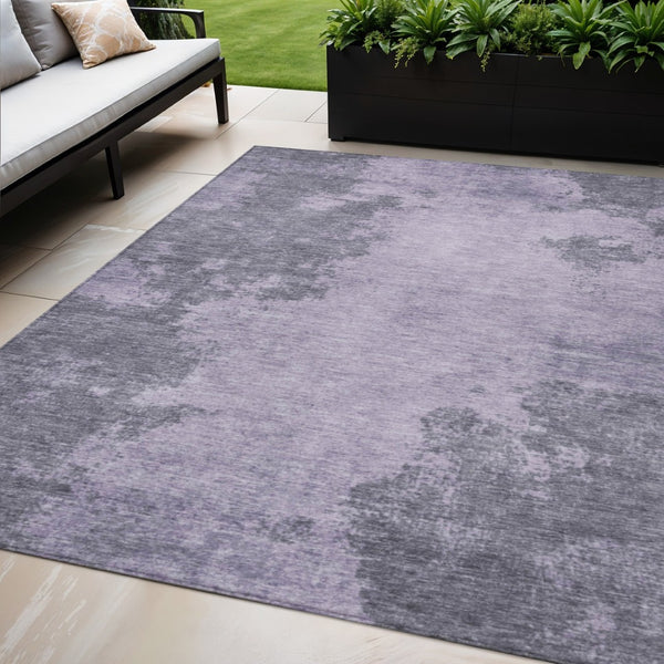 HomeRoots 5' X 8' Contemporary Purple and Gray Abstract Washable Area Rug for Indoor and Outdoor Spaces 625284