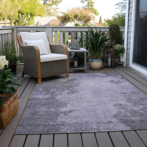 HomeRoots 5' X 8' Contemporary Purple and Gray Abstract Washable Area Rug for Indoor and Outdoor Spaces 625284