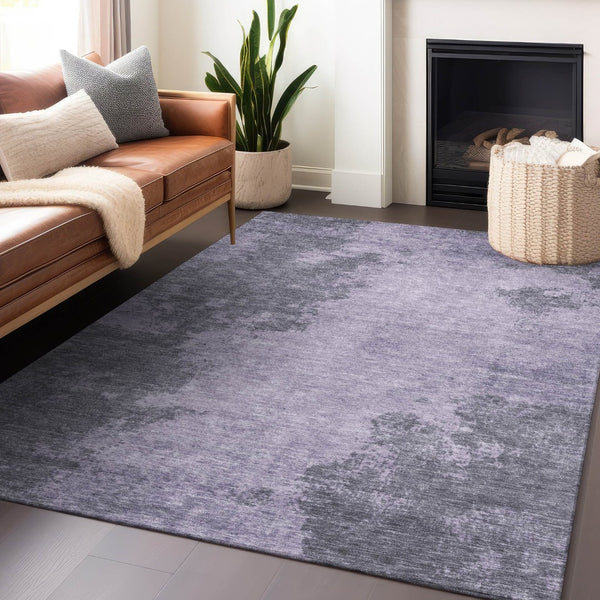 HomeRoots 5' X 8' Contemporary Purple and Gray Abstract Washable Area Rug for Indoor and Outdoor Spaces 625284