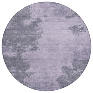 HomeRoots 8' Stylish Purple & Gray Round Abstract Indoor-Outdoor Area Rug – Durable, Washable, Modern Design! 625285