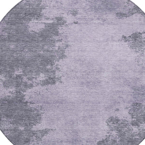 HomeRoots 8' Stylish Purple & Gray Round Abstract Indoor-Outdoor Area Rug – Durable, Washable, Modern Design! 625285