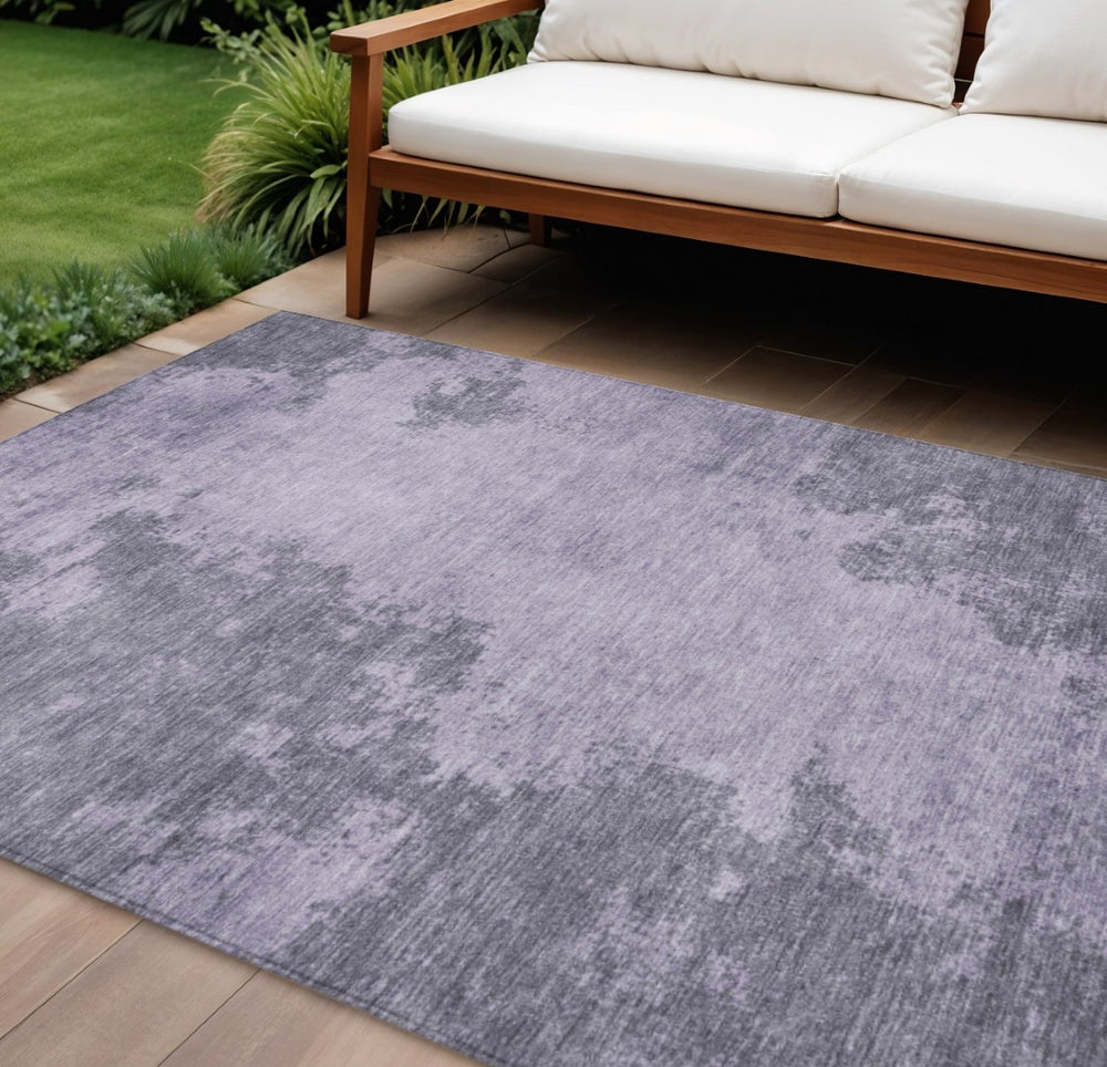 HomeRoots 8' X 10' Abstract Purple and Gray Area Rug - Washable, Durable, Indoor/Outdoor, Modern Style! 625286