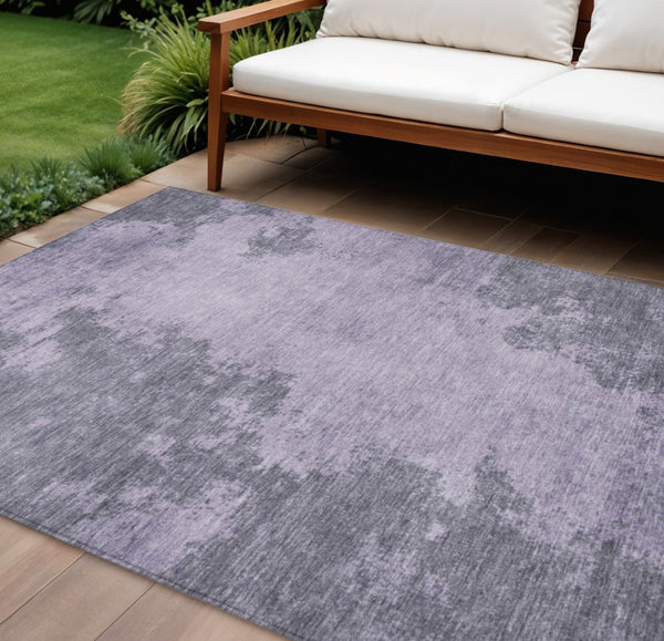 HomeRoots 10' Modern Purple and Gray Abstract Washable Area Rug - Durable Indoor/Outdoor Design for All Spaces 625288