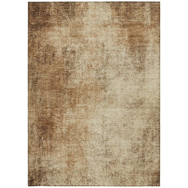 HomeRoots 5' X 8' Beige and Brown Abstract Area Rug - Durable, Washable for Indoor/Outdoor Spaces, Modern Design 625296