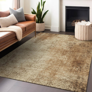 HomeRoots 5' X 8' Beige and Brown Abstract Area Rug - Durable, Washable for Indoor/Outdoor Spaces, Modern Design 625296