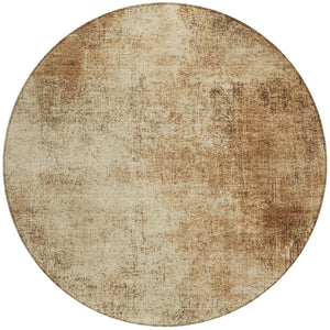 HomeRoots 8' Round Abstract Area Rug in Beige & Brown - Washable, Durable, Modern Design for Indoors & Outdoors 625297
