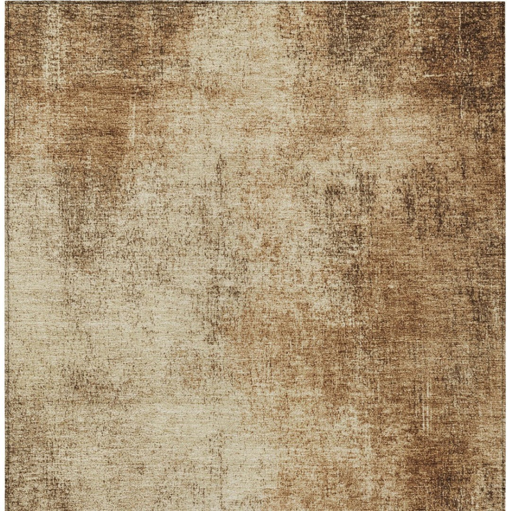 HomeRoots 8' X 10' Beige and Brown Abstract Area Rug - Stylish, Washable, Indoor/Outdoor, Pet-Friendly Design 625298