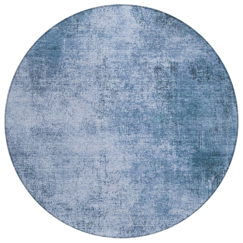 HomeRoots 8' Blue Round Abstract Washable Area Rug for Indoor & Outdoor Spaces – Stylish, Durable, and Versatile! 625303