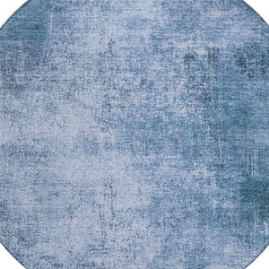 HomeRoots 8' Blue Round Abstract Washable Area Rug for Indoor & Outdoor Spaces – Stylish, Durable, and Versatile! 625303