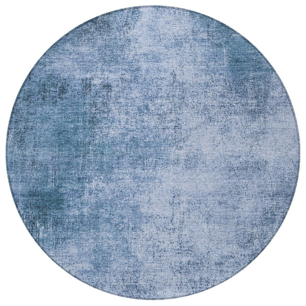 HomeRoots 8' Blue Round Abstract Washable Area Rug for Indoor & Outdoor Spaces – Stylish, Durable, and Versatile! 625303