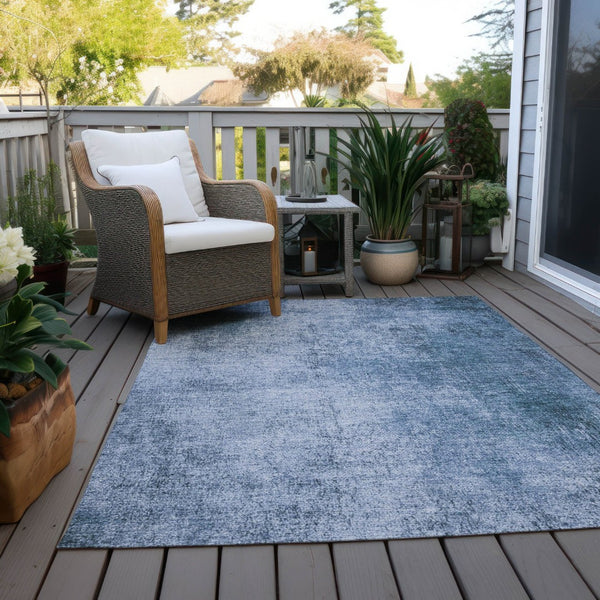 HomeRoots 8' X 10' Blue Abstract Washable Rug - Durable, Stylish Indoor/Outdoor Area Mat for High Traffic Spaces 625304