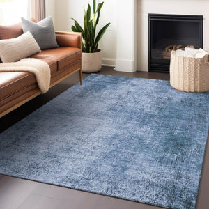 HomeRoots 8' X 10' Blue Abstract Washable Rug - Durable, Stylish Indoor/Outdoor Area Mat for High Traffic Spaces 625304