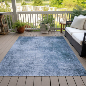 HomeRoots 8' X 10' Blue Abstract Washable Rug - Durable, Stylish Indoor/Outdoor Area Mat for High Traffic Spaces 625304